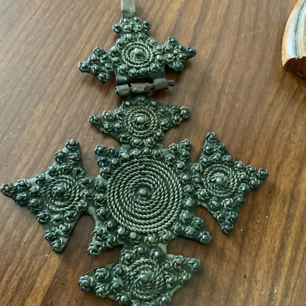 Antique silver Ethiopian pendant cross